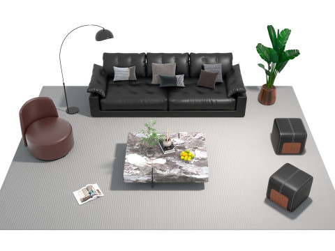 Leather sofa set 20 3D Model