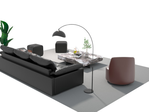 Leather sofa set 20 3D Model