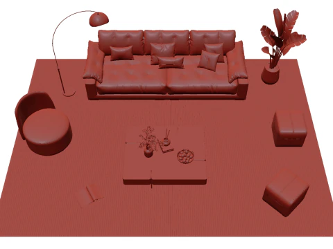Leather sofa set 20 3D Model