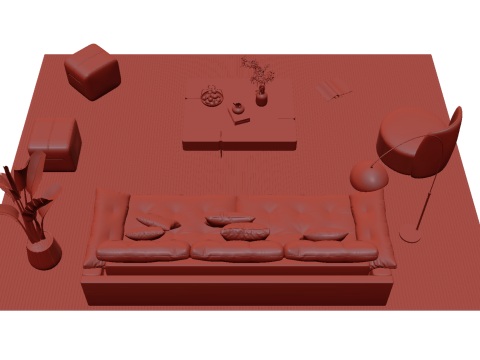 Leather sofa set 20 3D Model