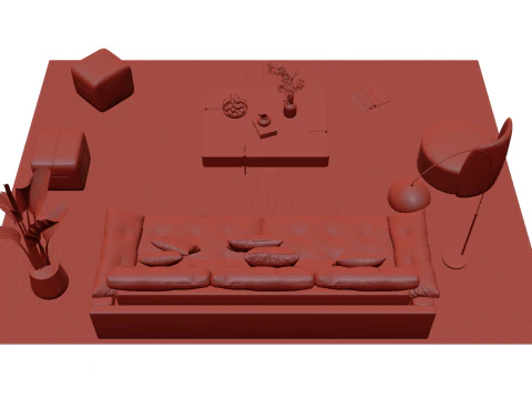 Leather sofa set 20 3D Model