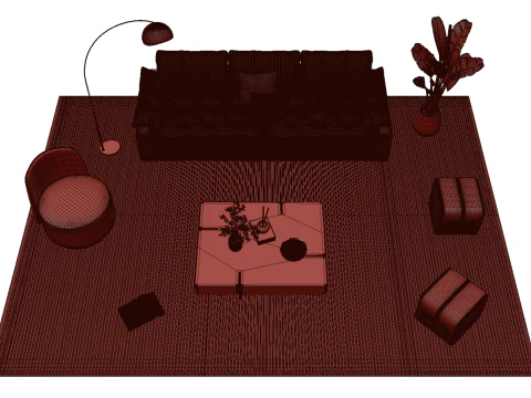 Leather sofa set 20 3D Model
