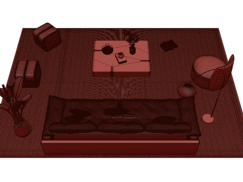 Leather sofa set 20 3D Model