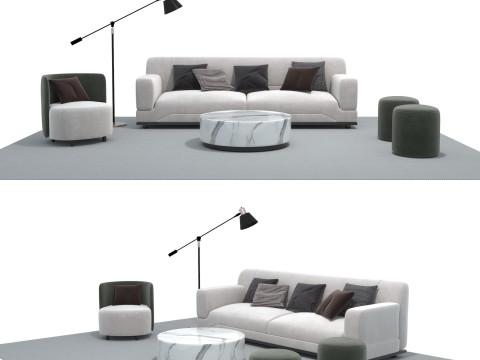 फैब्रिक सोफा सेट 01 3D मॉडल