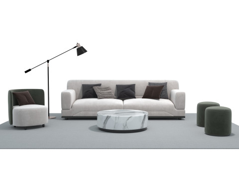 Fabric sofa set 01 3D Model