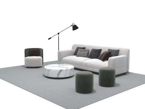 Fabric sofa set 01 3D Model