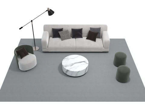 Fabric sofa set 01 3D Model