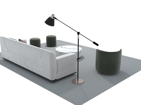 Fabric sofa set 01 3D Model