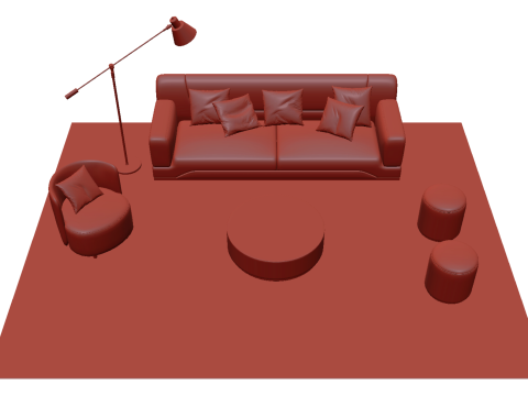 Fabric sofa set 01 3D Model