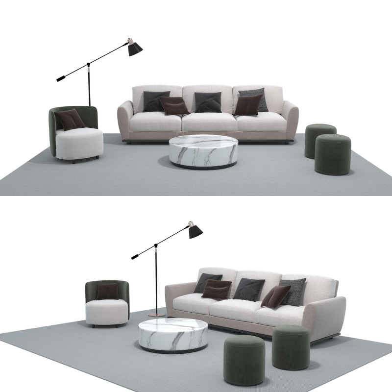 Fabric sofa set 02 3D Model .c4d .max .obj .3ds .fbx .stl .blend 