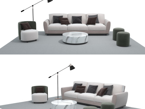 फैब्रिक सोफा सेट 02 3D मॉडल