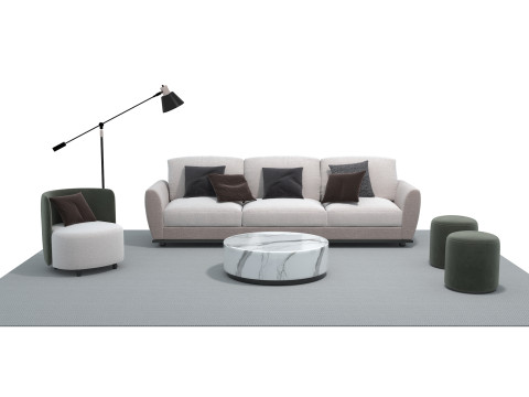 Fabric sofa set 02 3D Model