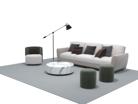 Fabric sofa set 02 3D Model