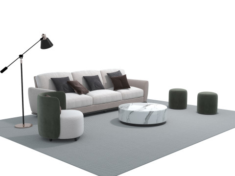 Fabric sofa set 02 3D Model