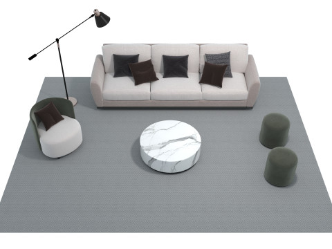Fabric sofa set 02 3D Model