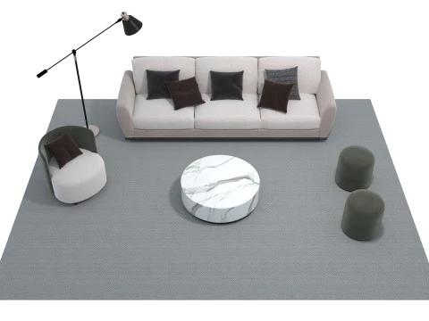 Fabric sofa set 02 3D Model