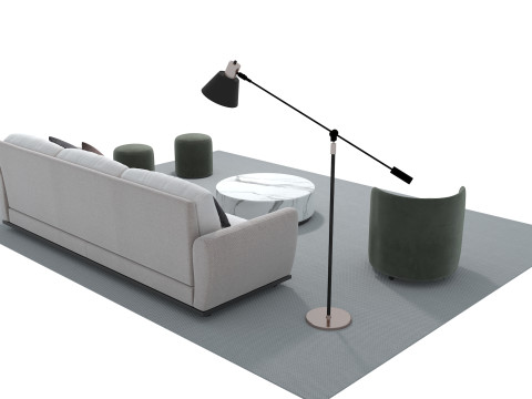 Fabric sofa set 02 3D Model