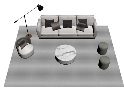 Fabric sofa set 02 3D Model