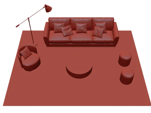 Fabric sofa set 02 3D Model
