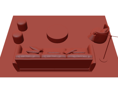 Fabric sofa set 02 3D Model