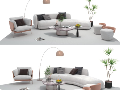 Set divani in tessuto 03 Modello 3D