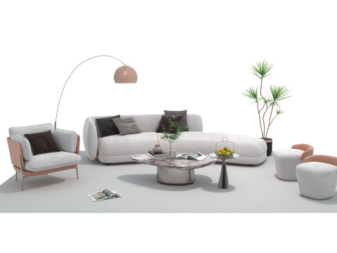Fabric sofa set 03 3D Model