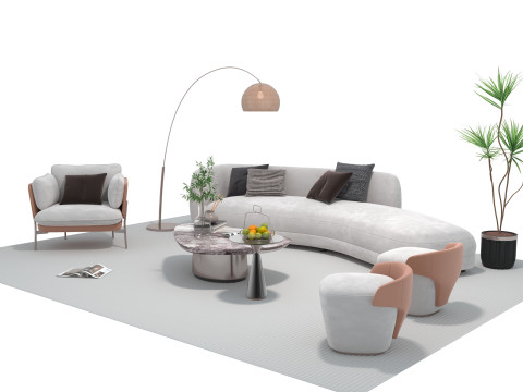 Fabric sofa set 03 3D Model