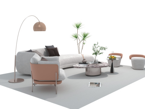 Fabric sofa set 03 3D Model