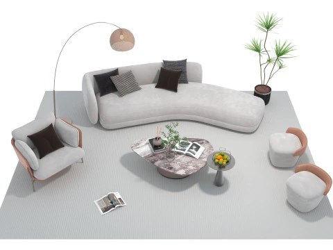 Fabric sofa set 03 3D Model