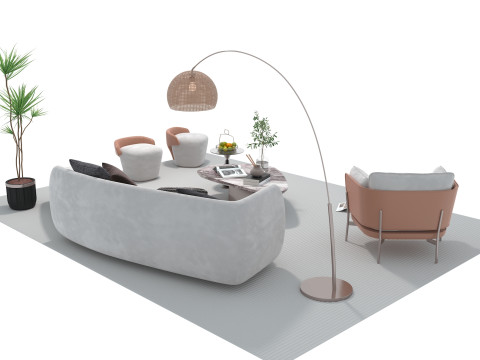 Fabric sofa set 03 3D Model