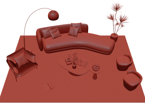 Fabric sofa set 03 3D Model