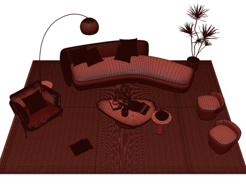 Fabric sofa set 03 3D Model