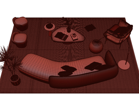 Fabric sofa set 03 3D Model