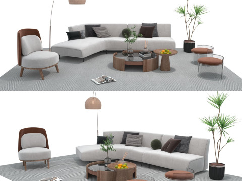 Set divani in tessuto 04 Modello 3D