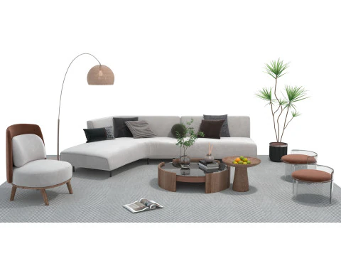 Fabric sofa set 04 3D Model
