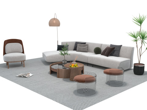 Fabric sofa set 04 3D Model