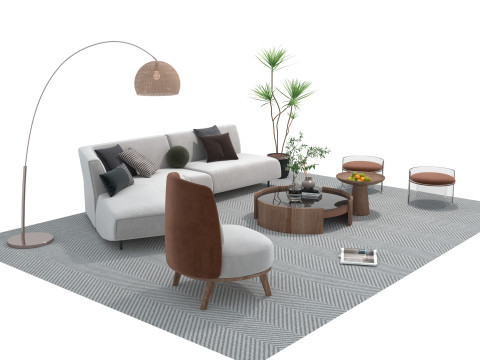 Fabric sofa set 04 3D Model