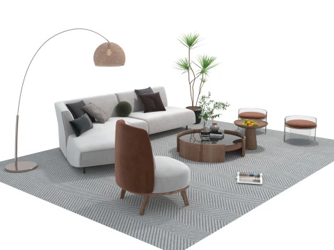 Fabric sofa set 04 3D Model