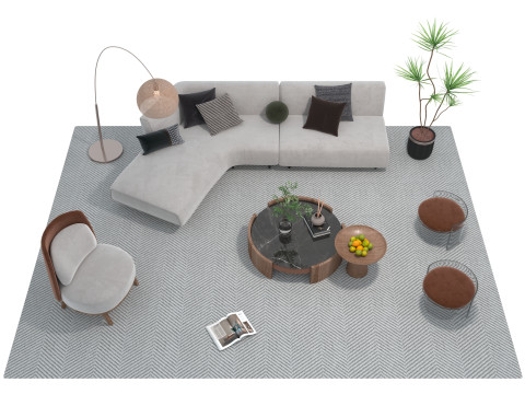 Fabric sofa set 04 3D Model