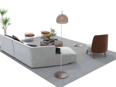 Fabric sofa set 04 3D Model