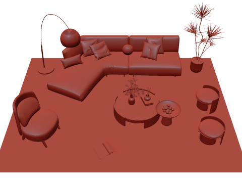 Fabric sofa set 04 3D Model