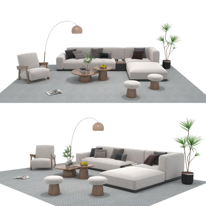 Fabric sofa set 05 3D Model .c4d .max .obj .3ds .fbx .stl .blend 