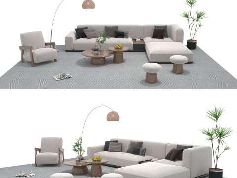 Set divani in tessuto 05 Modello 3D