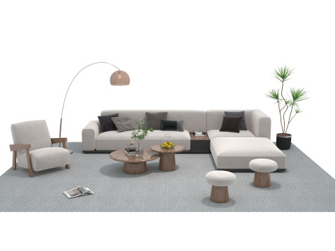 Fabric sofa set 05 3D Model