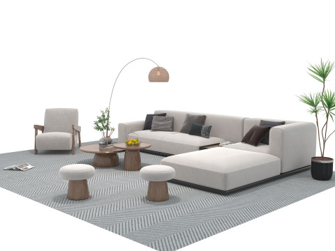 Fabric sofa set 05 3D Model