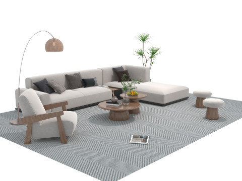 Fabric sofa set 05 3D Model