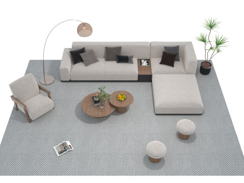 Fabric sofa set 05 3D Model