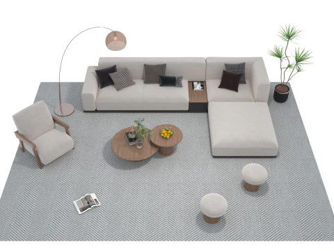 Fabric sofa set 05 3D Model