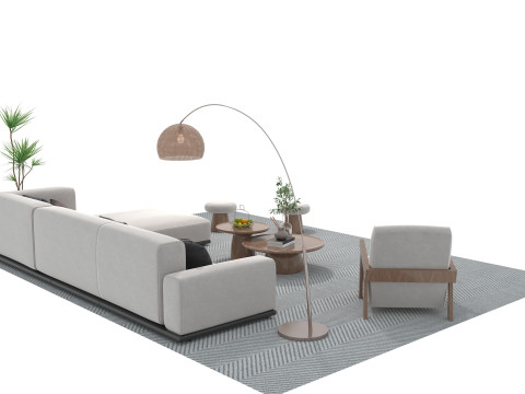 Fabric sofa set 05 3D Model