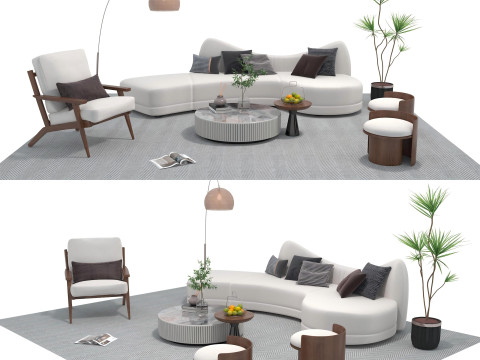 Set divani in tessuto 06 Modello 3D